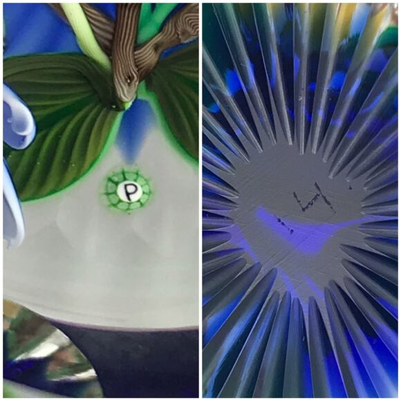 Perthshire 1993G Three-Dimensional Bouquet Lampwork Flower Faceted Paperweight - Picture 6 of 13